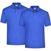 James & Nicholson Poloshirt Doppelpack Klassisches Herren Polohemd für Freizeit und Sport JN020 (Doppelpack, 2er-Pack) Gerade geschnitten mit Seitenschlitzen
