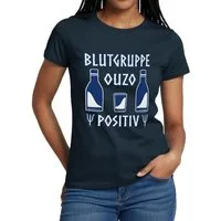 Spreadshirt T-Shirt Blutgruppe Ouzo Positiv Griechischer Stil Alkohol Frauen T-Shirt (1-tlg)