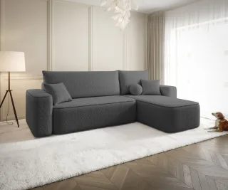 Ecksofa Schlafsofa Sofa AGEPO Stoff Quelle Anthrazit Ottomane Rechts