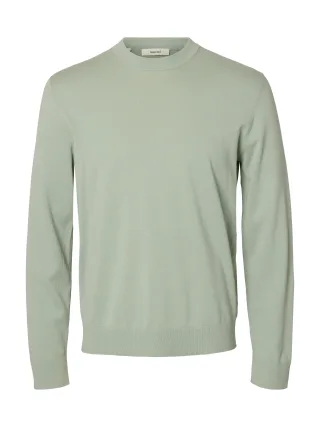 SELECTED MEN - SLHTORINO LS KNIT CREW NECK NOOS aqua gray - Gr. - S