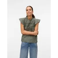 Vero Moda Blusenshirt VMTRINE SL LACE TOP WVN NOOS Baumwolle