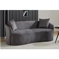 riess-ambiente 2-Sitzer ELEMENTAL 180 cm graphit grau – Samt, Federkern, inkl. Zierkissen, Einzelartikel 1 Teile, Rundumbezogene Couch - ideal für Wohnzimmer, Apartments oder Lounge