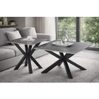 möbelando Couchtisch Janin, (2er-Set) Steinoptik-grau / schwarz- 80x45x80 / 55x55x55 (B/H/T)