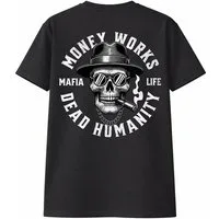 Banco T-Shirt Herren Money Works Shirt Print (Einzelartikel) Hochwertiger Vintage-Print "Money Works" mit Mafia-Totenkopf-Motiv
