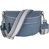 MIRROSI Bauchtasche Damen, Echtleder, Leder, Made in Italy, Umhängetasche, Brusttasche, (Schultertasche für jeden Anlass (1 Tasche & 2 Gurt), Mit zwei Reißverschlüssen, (ca.27x14x8cm), Crossbody Bag, gemusterten& verstellbaren Schulterriemen