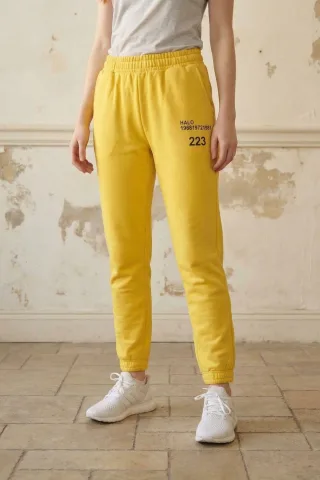 Hüfthohe bedruckte Baumwoll-Lycra-Jogginghosen