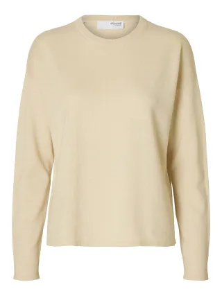 SELECTED WOMEN - SLFLAURA LS KNIT SUN O-NECK birch - Gr. - XL