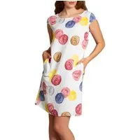 Caspar Sommerkleid SKL033 leichtes knielanges Damen Sommer Leinenkleid mit Punkte Print Luftig leicht, figurumspielende Form, mit seitlichem Jersey-Einsatz