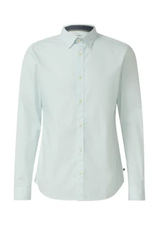 s.Oliver Red Label - Slim Fit: Gemustertes Hemd mit Kentkragen weiß/blau - Gr. - XL