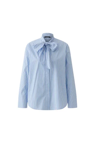 Oui - Schluppenbluse blue white - Gr. - 36