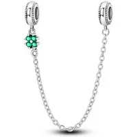 PANDACHARMS Bead Kleeblatt Stopper Sicherheitskette für Armband, 925er Silber, Zirkonia
