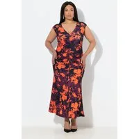 Ulla Popken Maxikleid Maxikleid Slim drapiert V-Ausschnitt Dolmanärmel