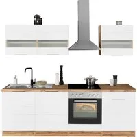 KOCHSTATION Küchenzeile KS-Luhe, 240 cm breit, wahlweise mit oder ohne E-Geräten, gefräste MDF-Fronten