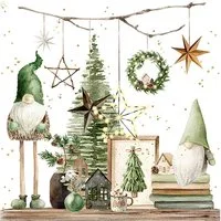 ti-flair Papierserviette, Servietten Papier 33x33cm Weihnachtswichtel 20 Stück Weiß / Grün
