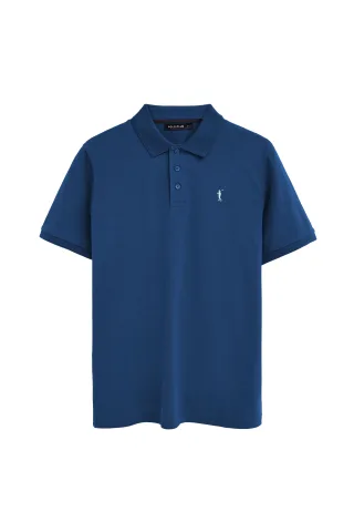 Kurzärmliges Poloshirt indigoblau mit gesticktem Rigby Go Logo