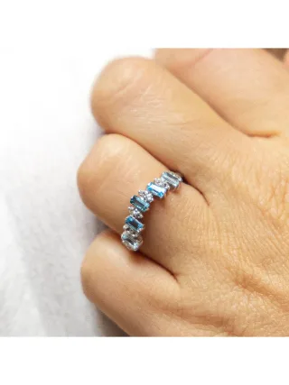 Zeeme Gemstones Ring Silber 925 rhodiniert mit 12x Weißtopas + 5x Blautopas (beh.)