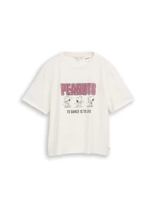 Denim Tom Tailor - Boxy Fit T-Shirt mit Snoopy-Print off white - Gr. - XL