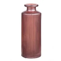 INNA-Glas Dekovase Flaschenvase Emanuela aus Glas, Rillenmuster, ros