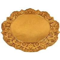 Online-Fuchs Dekoteller rund in Gold - leichte Vintage Optik (Aus Polyresin (Kunstharz), Durchmesser Teller ca. 20 cm, inkl. Tellerrand 33 cm groß