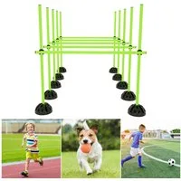 FIVMEN Trainingshilfe Agility Hürdenset Slalomstangen-Set Sprungstangen Höhenverstellbar, für Hürdenparcours Sprungtraining, Trainingsstangen für Konditionelles