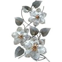 Myflair Möbel & Accessoires Wandbild Blumen, silber/weiß, aus Metall, Blumenranke