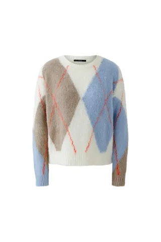 Oui - Pullover white blue - Gr. - 40