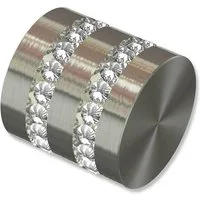 INTERDECO Gardinenstangen-Endstück Estana (Kappe mit Glitzersteinen), für 20 mm Ø, (Packung, Edelstahl-Optik), 2 Stück