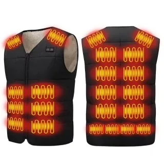 TENGOO 22 Zones Intelligent Heated Vest USB/DC Charging Fleece Lined Winter Warm Electric Heating Sleeveless Jacket Ther