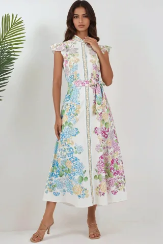 Blumen Tippet Maxi Kleid