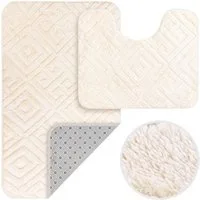 HOMELUX Badematte Badgarnitur 2-teilig mit Ausschnitt, weich & rutschfest, 2BF61, Größe: 60x100cm+60x50cm