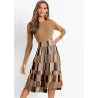 bonprix Strickkleid aus Polyacryl, ausgestellte Passform, ausgestelltes Jacquard-Design