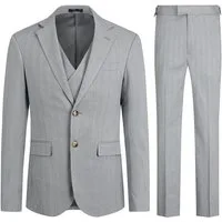 Allthemen Anzug (3 tlg) Herren Anzug Gestreift im Slim Fit Anzüge für Business