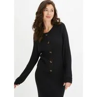 bonprix Strickjacke lässig geschnittene Passform, Ripp-Strickart, femininer Stil