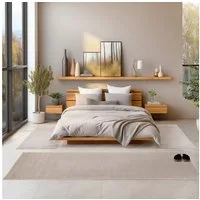 SIMPEX24 Kurzflor-Bettumrandung Unicolor - Einfarbig, Höhe 11 mm, (Bett-Set, 3-tlg., Bettvorlage), Schlafzimmer Teppich Bettumrandung Läufer Set 3 teilig