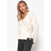 SASSYCLASSY Cardigan Wickelcardigan für Damen Feminine Strickjacke mit individueller Passform und Bindeband