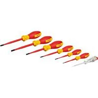 VDE Schraubendreher-Set PH/SL Professional, 7-teilig rot/gelb, 6 VDE-Schraubendreher, Phasenprüfer SL3