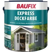 Baufix Wetterschutzfarbe Express Deckfarbe matt, 2,5 Liter für ca. 25 m², Wetterschutzfarbe, Hochdeckende, elastische Farbe mit hoher Wetterbeständigkeit für außen