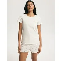 ESOTIQ Pyjama Shorty Pyjama Set Daisy Kurzarm Rundhals Baumwolle Blumenmuster bequem (2 tlg)