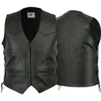 German Wear Motorradweste GW680 Black Zipper Motorrad Lederweste Biker Motorradweste Weste schwarz