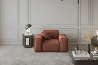 Sessel Designersessel CELES in Stoff Opera Velvet Kupferbraun
