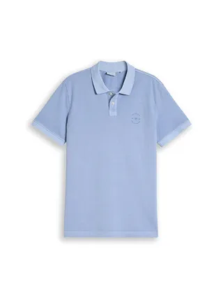 Tom Tailor - Piqué Poloshirt mit Logo-Print pale blue - Gr. - XXL