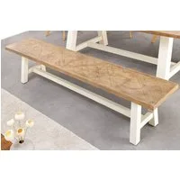riess-ambiente Sitzbank HAMPTONS 160cm hellbraun / creme - Pinienholz, Bohlenoptik, Ablage (Einzelartikel, 1-St), MASSIVHOLZBANK - ideal für Esszimmer, Flur, Garderobe und Wohnzimmer