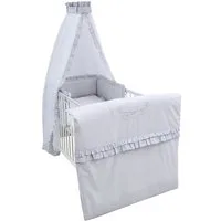 Baby-Delux Babybettwäsche Baby Bettwäsche Set 4-Tlg. Nestchen Chiffonhimmel, Baumwolle, 4 teilig, Bettset für Babybetten 140x70 & 120x60 Royal Rüsche