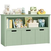 Homfa Kinderregal, Spielzeugtruhe Bücherregal 3 Schubladen mit Rollen 102 x 33 x 61,5cm
