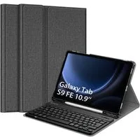 Fintie Tablet-Hülle + Tastatur für Samsung Galaxy Tab S10 Lite/S10 FE/S9 FE 10.9" & S9 11", Keyboard Cover mit Magnetisch Abnehmbarer Deutscher Bluetooth Tastatur
