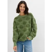bonprix Strickpullover mit Rundhalsausschnitt, mit Jacquard-Muster, Langarm