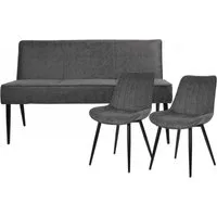 YOZI Essbank Sitzbank Esszimmerstuhl Set Dunkelgrau Kunstleder mit Stühle (3-St)