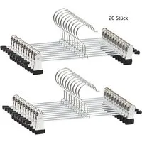 Refined Living Kleiderbügel 20 xHosenbügel Klammerbügel Kleiderbügel Metall Rockbügel Hosenspanner, (Platzsparende Bügel, Kleiderbügel mit Clips, Rutschfeste Kleiderbügel, 360° Drehbarer Haken, 2 Größen wählbar (28cm & 35cm), Kleiderbügel mit verstel