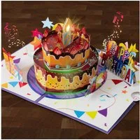 papercrush Geburtstagskarte Geburtstagstorte mit Musik & Licht Pop-Up Karte, 3D Karte Geburtstag, Mit Musik & Licht, Handgemacht, Verschenkfertig