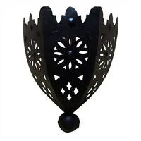 Marrakesch Orient & Mediterran Interior Wandleuchte Marokkanische Wandleuchte Kamal Lampe aus Metall in Schwarz 26 cm, Handarbeit